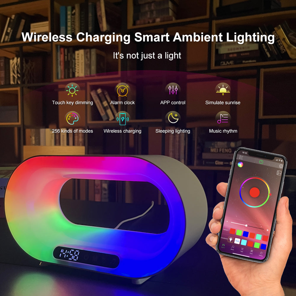3-in-1 Smart LED Night Lamp Wireless Charger Clock