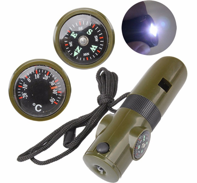 7-in-1 Outdoor Survival Whistle Compass