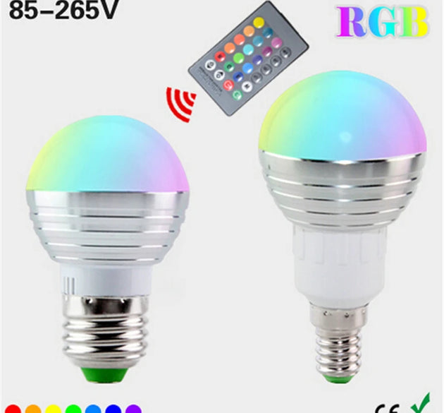 110V 220V E27 E14 RGB LED bulb 16 Color Magic LED Night Light Lamp Dimmable Stage Light 24key Remote Control holiday Decorative