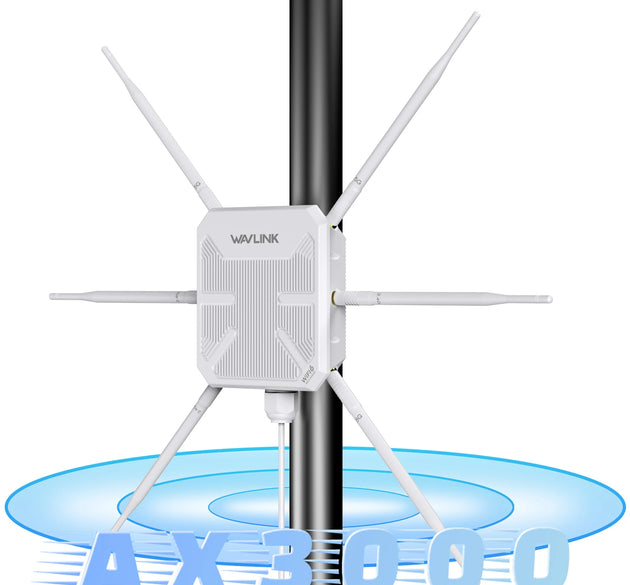 WAVLINK WiFi6 Outdoor Dual Band 2.4G&5G AX3000 Long Range Mesh Extender Route with PoE High-gain Antennas/IP67 Weatherproof