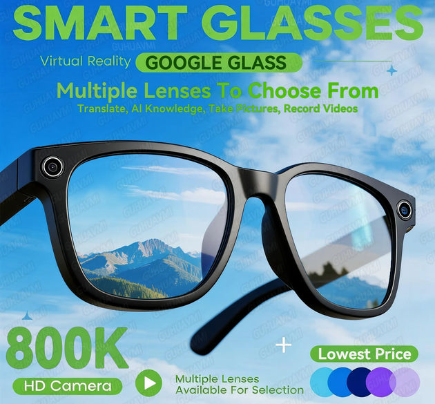 Smart AI Translation Smart Glasses Take Photos Recognizing Objects 4K Camera Bluetooth Music Call Intelligent Recording Glasses