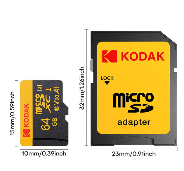 KODAK Micro SD 512GB 256GB Memory Card UP TO 100MB/s C10 U3 32GB 64GB 128GB TF Card 4K HD For USB Card Reader Adapter Microsd