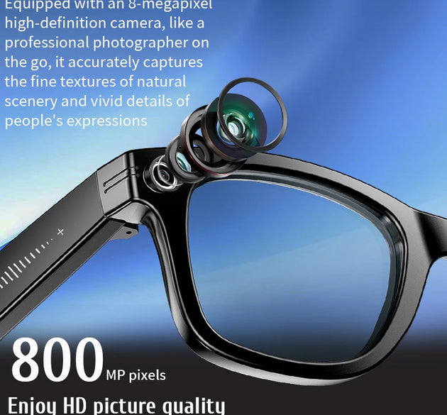 Smart Glasses 8 Million Pixels Recording Videos AI Photo Recognition Answer Translation 270mAh IP65 Waterproof Bluetooth Glasses