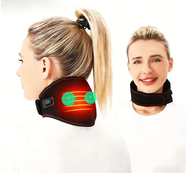Electric Heated Neck Support Vibration Massager Hot Compress Relieves Joint Fatigue Discomfort 3-Level Timer USB Port,Family Use