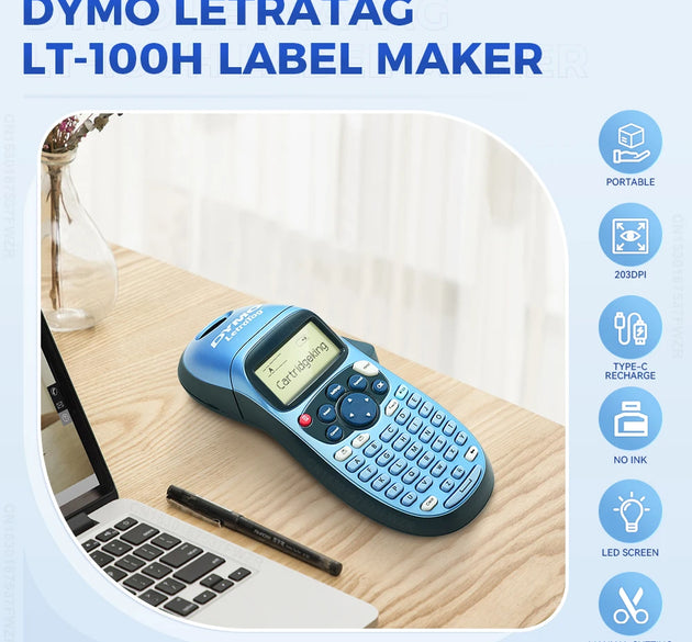 Portable Label Maker Dymo LT100H Labeling Machine Dymo Letratag 100H Label Printer Suit for Official Home LT100H Sticker Printer