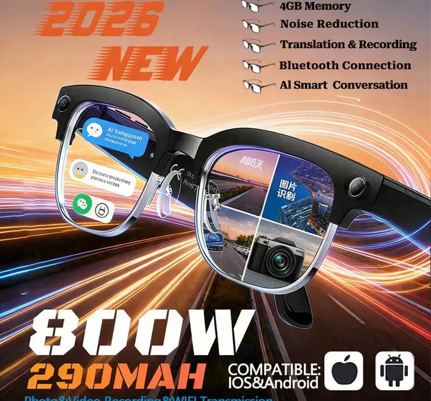 Smart Glasses 800W Camera 2026New Technologies Video Recording AI Photo Recognition Bluetooth Calls Voice Translation Sunglasses