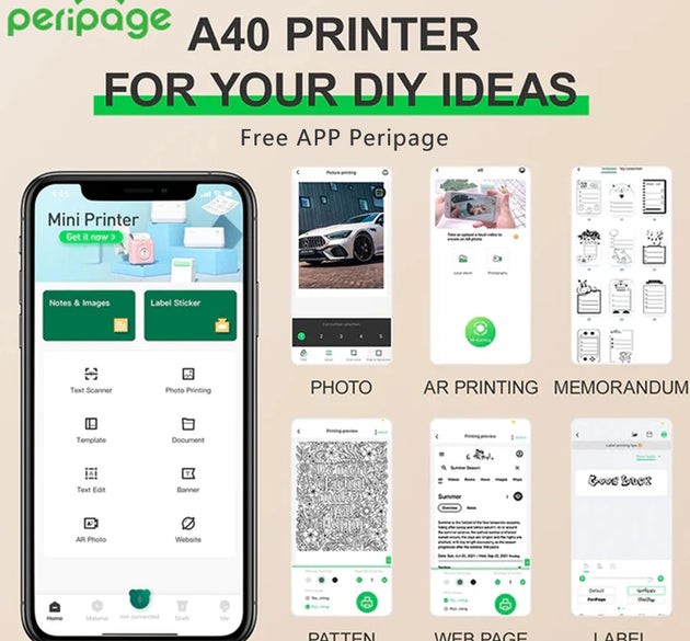 Peripage A40 P40  P81 Mini Portable A4 Thermal Printer Mobile Wireless Bluetooth Paper Photo Inkless Printer For Office Business