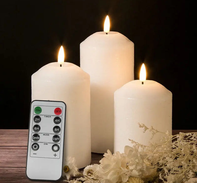 Remote controlled Paraffin Wax Battery Operated Night Light Candle 3D Flickering Flame LED Pillar Candles lamp f/Home Bar Club