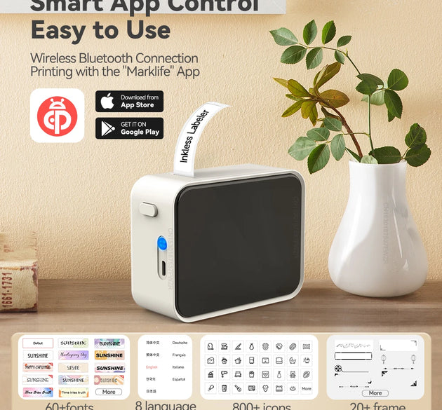 Marklife P15 Label Printer Mini Printer Pocket Thermal Label Maker Wireless Sticker Pocket Portable Printer Various Label Paper