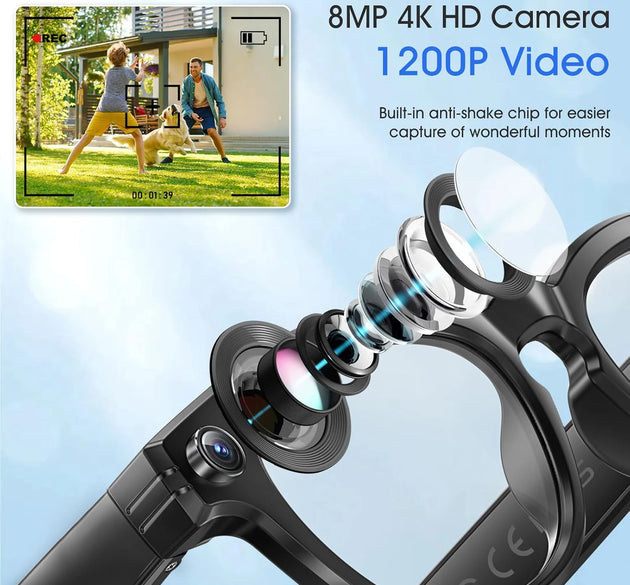 2025 Smart Glasses 32GB Memory with Camera Sunglasses Mini Camera Video Translation Bluetooth Call Anti-blue Glasses Man Women