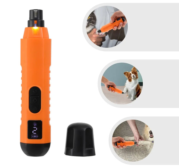 Electric Dog Nail Grinder Pet Trimmer USB Charge Clipper Professional with Light