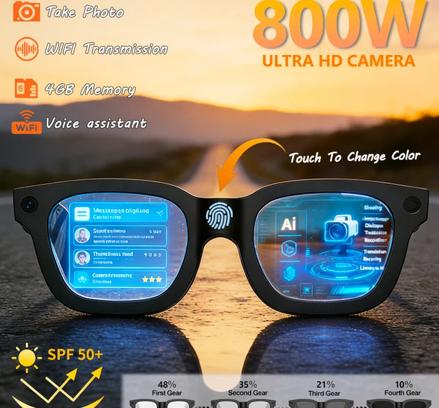 2026 Smart Glasses HD Photo Video OpenAI Record Translation Touch Photochromic Lenses Bluetooth Call Music Multifunction Glasses