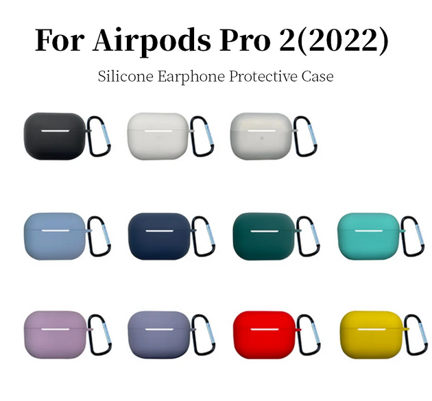 For Airpods Pro 2 Case Silicon With Carabiner Plain Color Earphone Case Wireless Headphone Cover Funda For Air Pod Pro2 Gen 2022