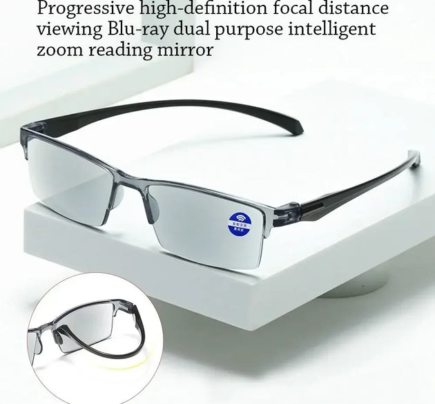 Smart Automatic Zoom Reading Glasses Anti Blue Ray Eyeglasses Autofocus Power Half-Rim Near Far Computer Glasses