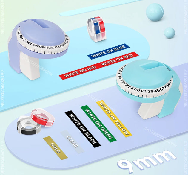 3D Embossing Label Maker B90 Typewriter Handheld Manual Label Printer B90 Adhesive Sticker Maker or 3PK 3D Embossing Label Tapes