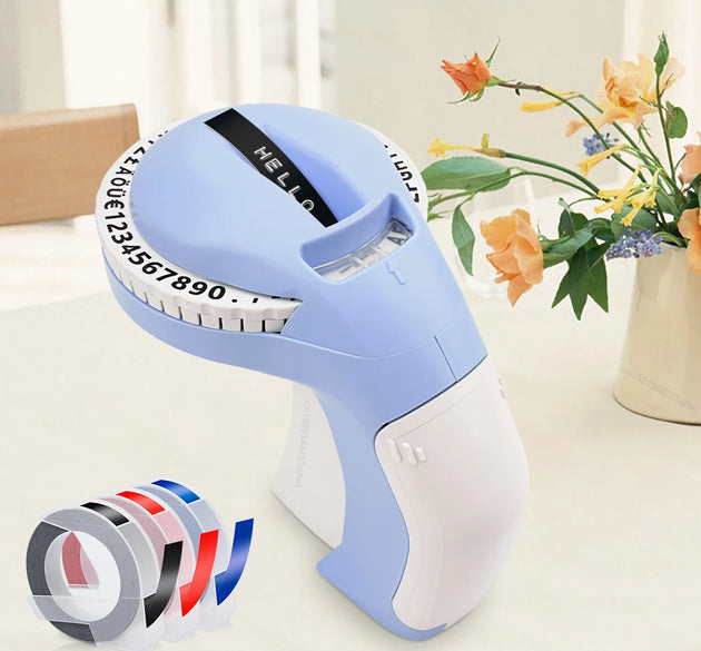 3D Embossing Label Maker B90 Typewriter Handheld Manual Label Printer B90 Adhesive Sticker Maker or 3PK 3D Embossing Label Tapes