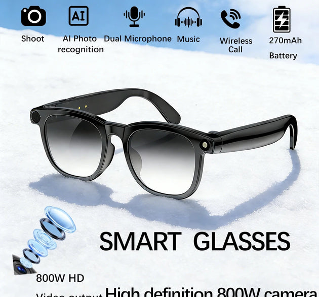 Smart Glasses  800W Pixel Camera Photo and Video Sunglasses Al Conversation Translation  Office Meeting Music AI recognition