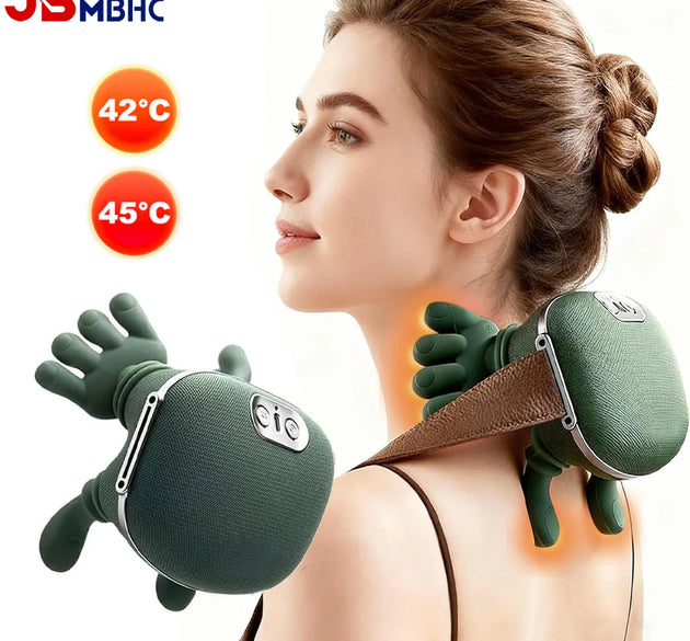 Hot Compress Neck Massager Portable Shiatsu Neck and Shoulder Massager 4D Deep Tissue Kneading Massage Pillow for Muscle Relax