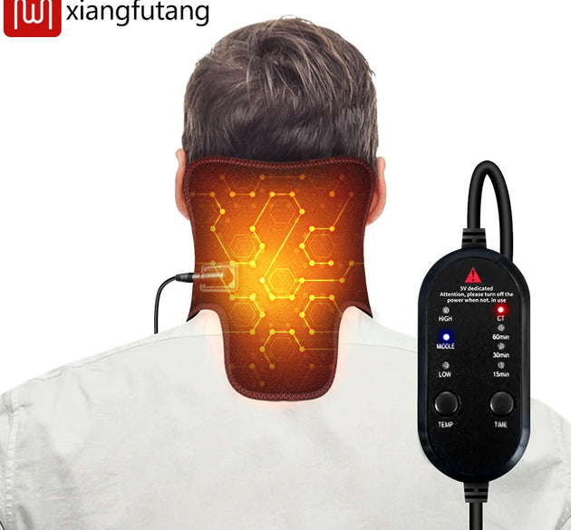 Heating Neck Pad Neck Vibration Massager 3 Temperature Levels Electric Heated Neck Wrap for Neck Soreness Stiffness Relief