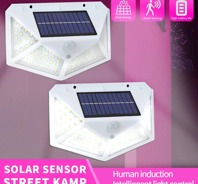 1/3Pcs 100 LED Wall Lights Outdoor Solar Lamp PIR Motion Sensor Solar Powered Sunlight Street Light for Garden Deck Decoration