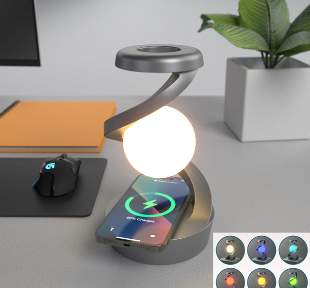 Rotating Moon Desk Lamp with Wireless Phone Charging