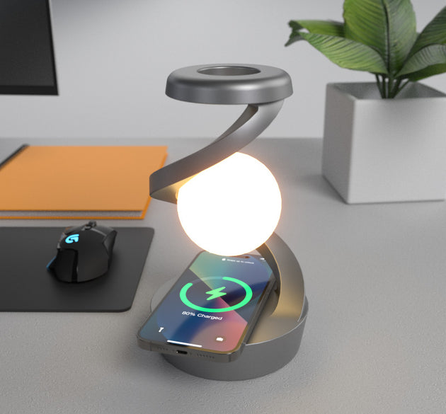 Rotating Moon Desk Lamp with Wireless Phone Charging